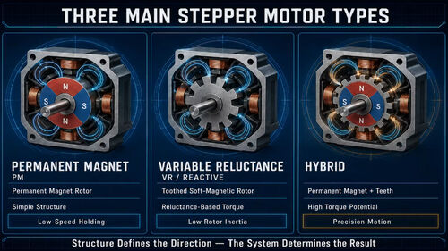 Derniers blogs de l'entreprise sur Three Main Stepper Motor Types: differences between permanent magnet, variable reluctance and hybrid types
